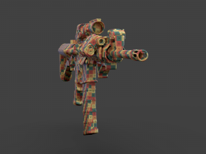 Low Poly Rifle with Parts 3D Model