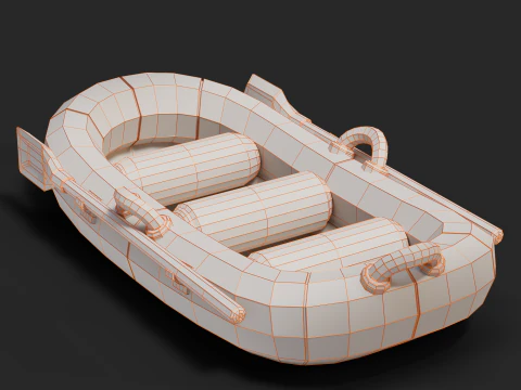 Cartoon Rafting Boot 01 3D Model