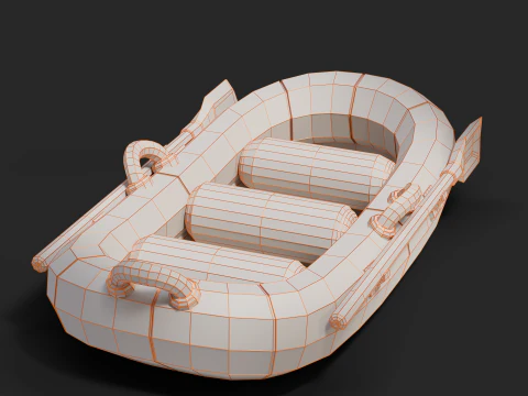Cartoon Rafting Boot 01 3D Model