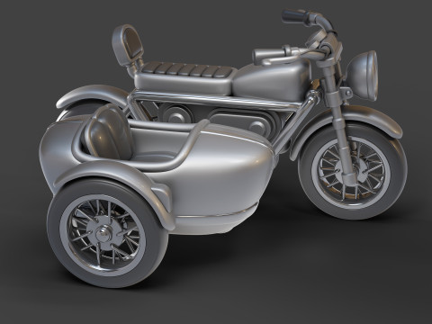 Cartoon Motorcycle With Sidecar 01 3Dモデル