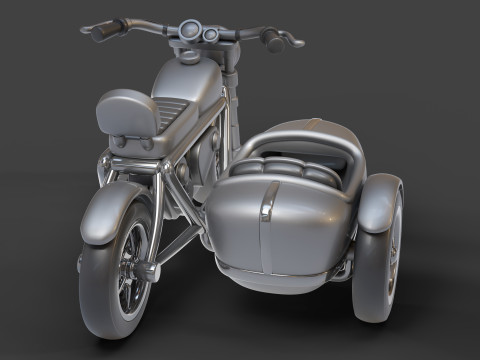 Cartoon Motorcycle With Sidecar 01 3Dモデル