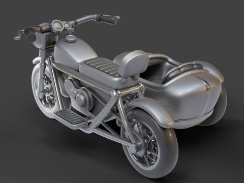 Cartoon Motorcycle With Sidecar 01 3Dモデル