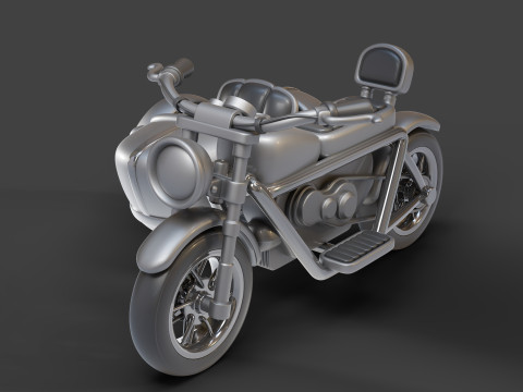 Cartoon Motorcycle With Sidecar 01 3Dモデル