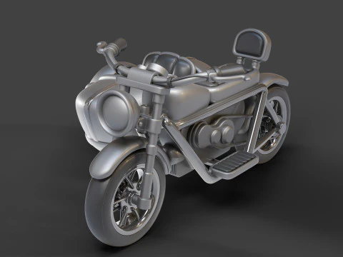 Cartoon Motorcycle With Sidecar 01 3D Model