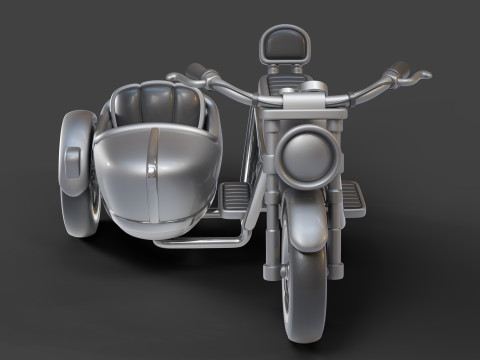 Cartoon Motorcycle With Sidecar 01 3Dモデル