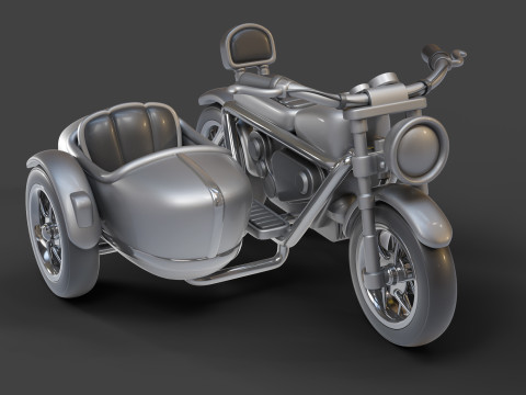 Cartoon Motorcycle With Sidecar 01 3Dモデル