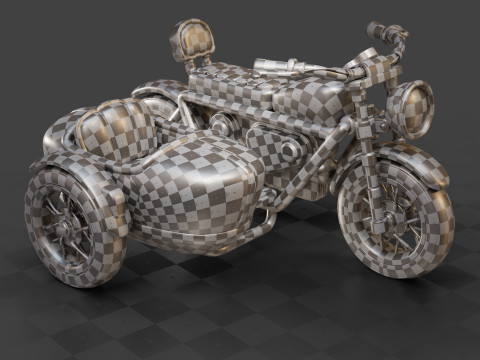 Cartoon Motorcycle With Sidecar 01 3Dモデル