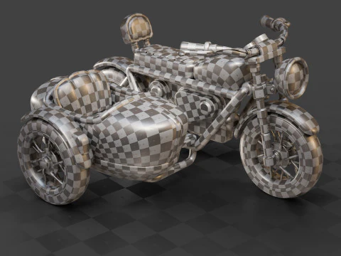 Cartoon Motorcycle With Sidecar 01 3D Model
