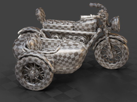 Cartoon Motorcycle With Sidecar 01 3Dモデル