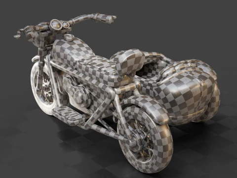 Cartoon Motorcycle With Sidecar 01 3D Model