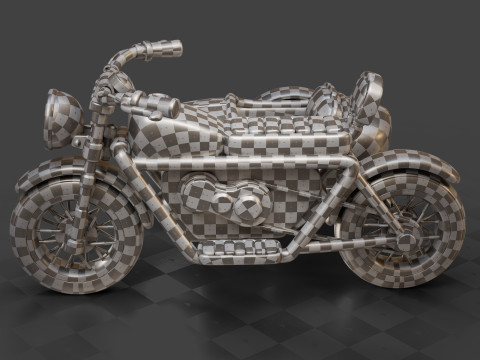 Cartoon Motorcycle With Sidecar 01 3Dモデル