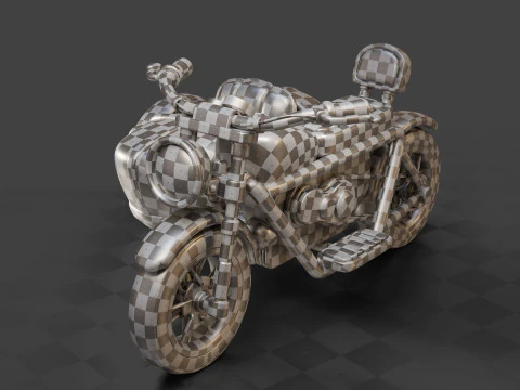 Cartoon Motorcycle With Sidecar 01 3D Model