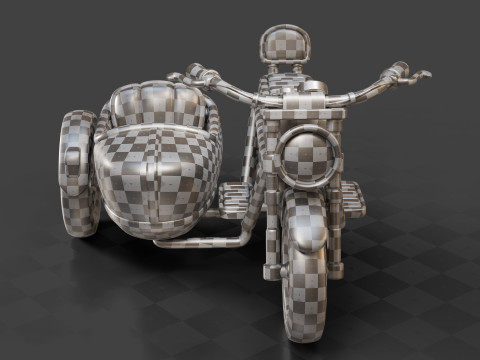 Cartoon Motorcycle With Sidecar 01 3Dモデル