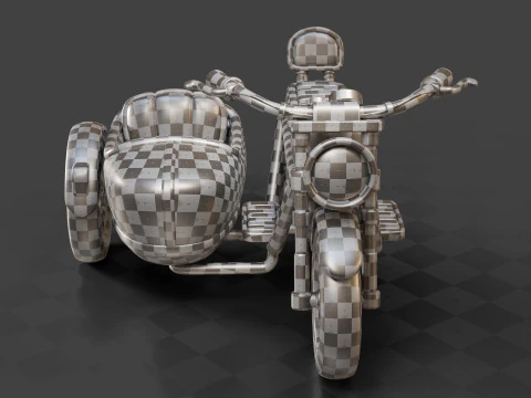 Cartoon Motorcycle With Sidecar 01 3D Model