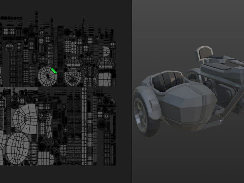 Cartoon Motorcycle With Sidecar 01 3D Model