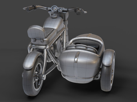 Cartoon Motorcycle With Sidecar 01 3Dモデル