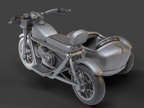 Cartoon Motorcycle With Sidecar 01 3Dモデル