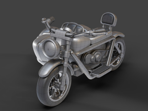 Cartoon Motorcycle With Sidecar 01 3Dモデル