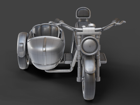 Cartoon Motorcycle With Sidecar 01 3Dモデル