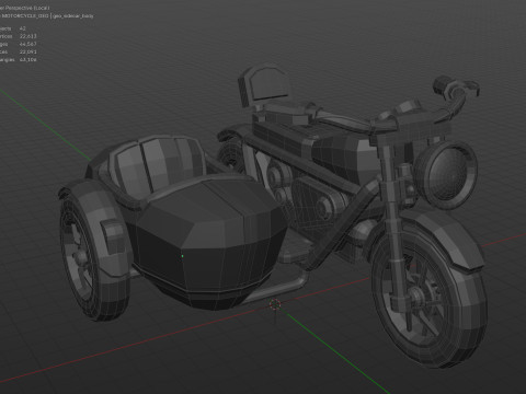 Cartoon Motorcycle With Sidecar 01 3Dモデル