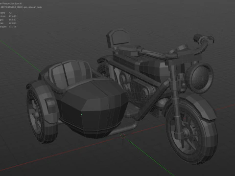 Cartoon Motorcycle With Sidecar 01 3D Model