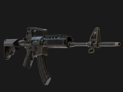 Realistic Machine Rifle M16 Model 3D