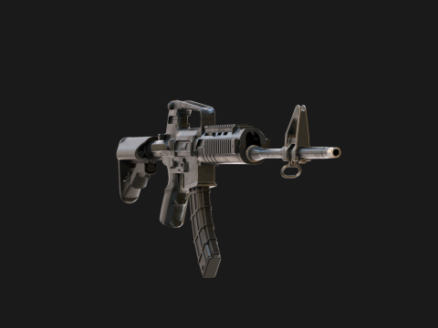 Realistic Machine Rifle M16 Modello 3D