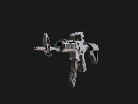 Realistic Machine Rifle M16 Modello 3D