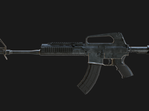 Realistic Machine Rifle M16 Modello 3D