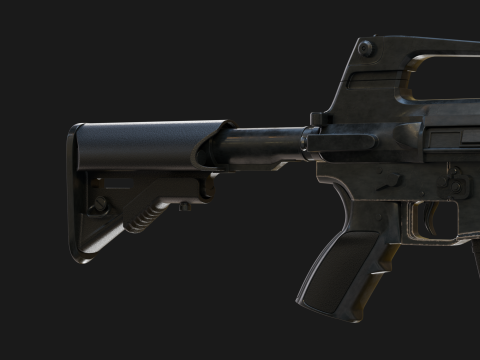 Realistic Machine Rifle M16 Modello 3D