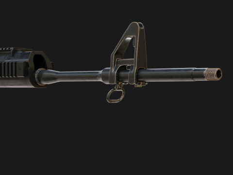 Realistic Machine Rifle M16 Modello 3D