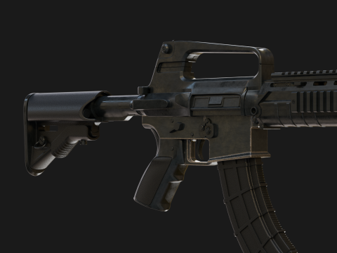 Realistic Machine Rifle M16 Modello 3D