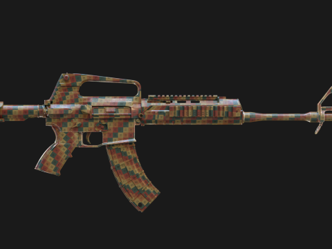 Realistic Machine Rifle M16 Modello 3D