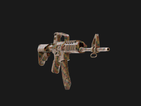 Realistic Machine Rifle M16 Modello 3D