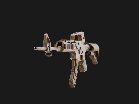 Realistic Machine Rifle M16 Modello 3D