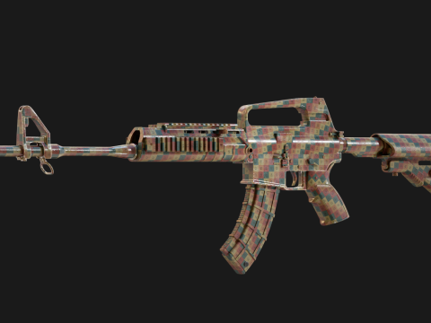 Realistic Machine Rifle M16 Modello 3D