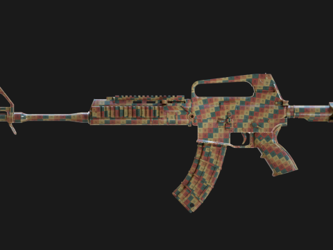 Realistic Machine Rifle M16 Modello 3D