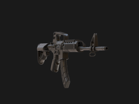 Realistic Machine Rifle M16 Modello 3D