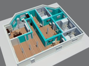 small detached house with interiors Model 3D