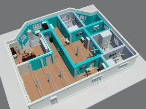 small detached house with interiors 3D Model
