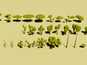 low poly vegetation pack 3D Model
