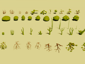 low poly vegetation pack 3D Model