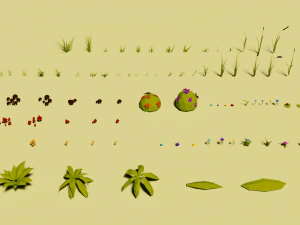 low poly vegetation pack 3D Model