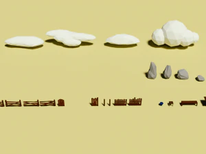 low poly vegetation pack 3D Model