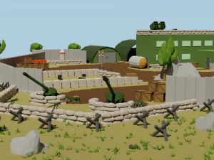 low poly military base 3D Model