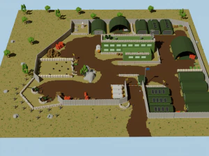 base militare low poly Modello 3D