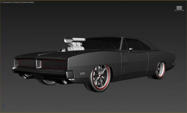 doddge old car 1969 3D Model .c4d .max .obj .3ds .fbx .stl .blend 