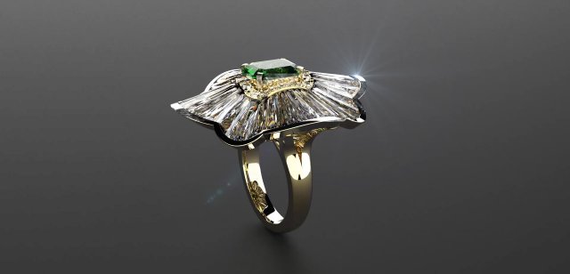 emeralds and diamonds luxury ring 3D Модель .c4d .max .obj .3ds .fbx .stl .blend 
