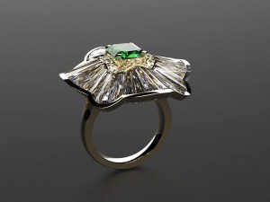 emeralds and diamonds luxury ring 3D Модель