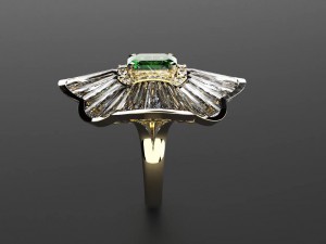 emeralds and diamonds luxury ring 3D Модель